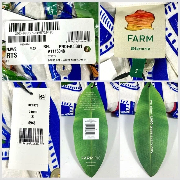 *SOLD* Farm Rio Tropical Destination Midi Linen Blend Shirt Dress Small NWT - Picture 7 of 17